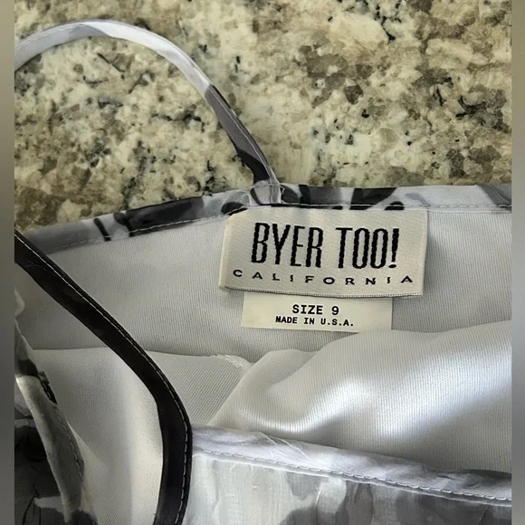 Byer Too Black White Floral Overlay Dress Y2K Size 9 - Picture 6 of 9